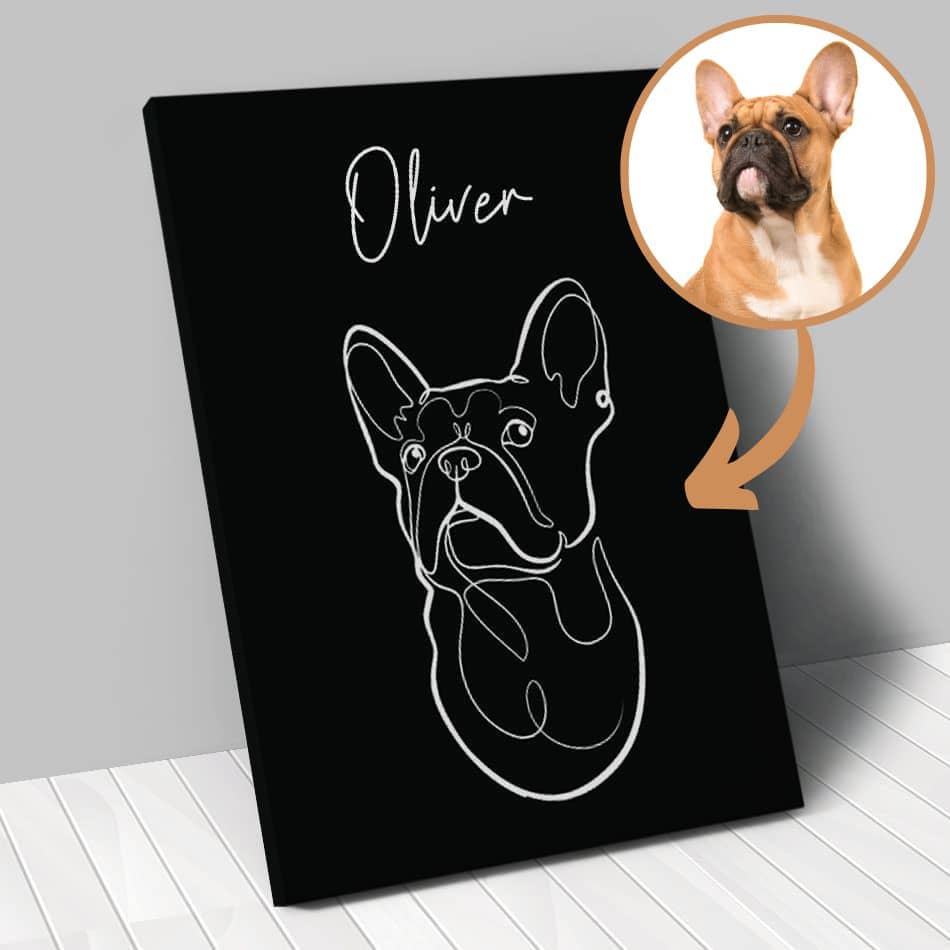 Portrait personnalisé - One Line Art - Animal de compagnie - Chien - Chat - Lapin - Animojo