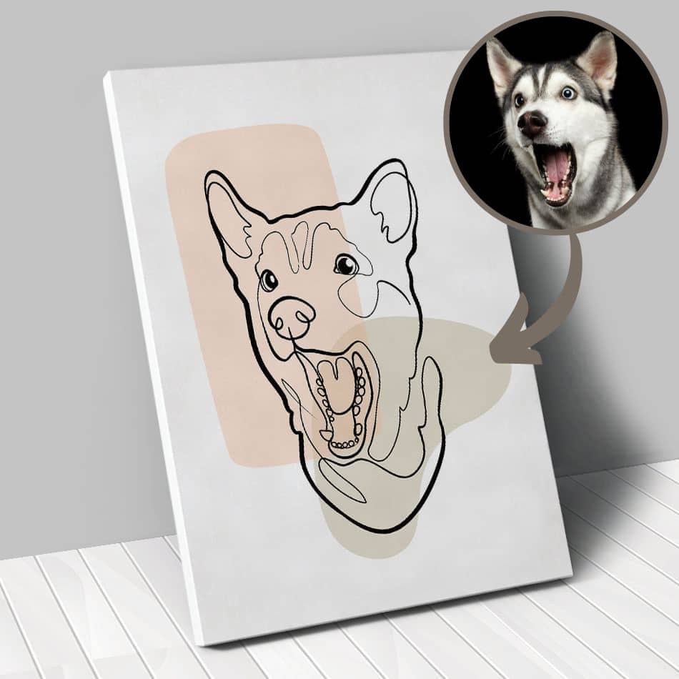 Portrait personnalisé - One Line Art - Animal de compagnie - Chien - Chat - Lapin - Animojo