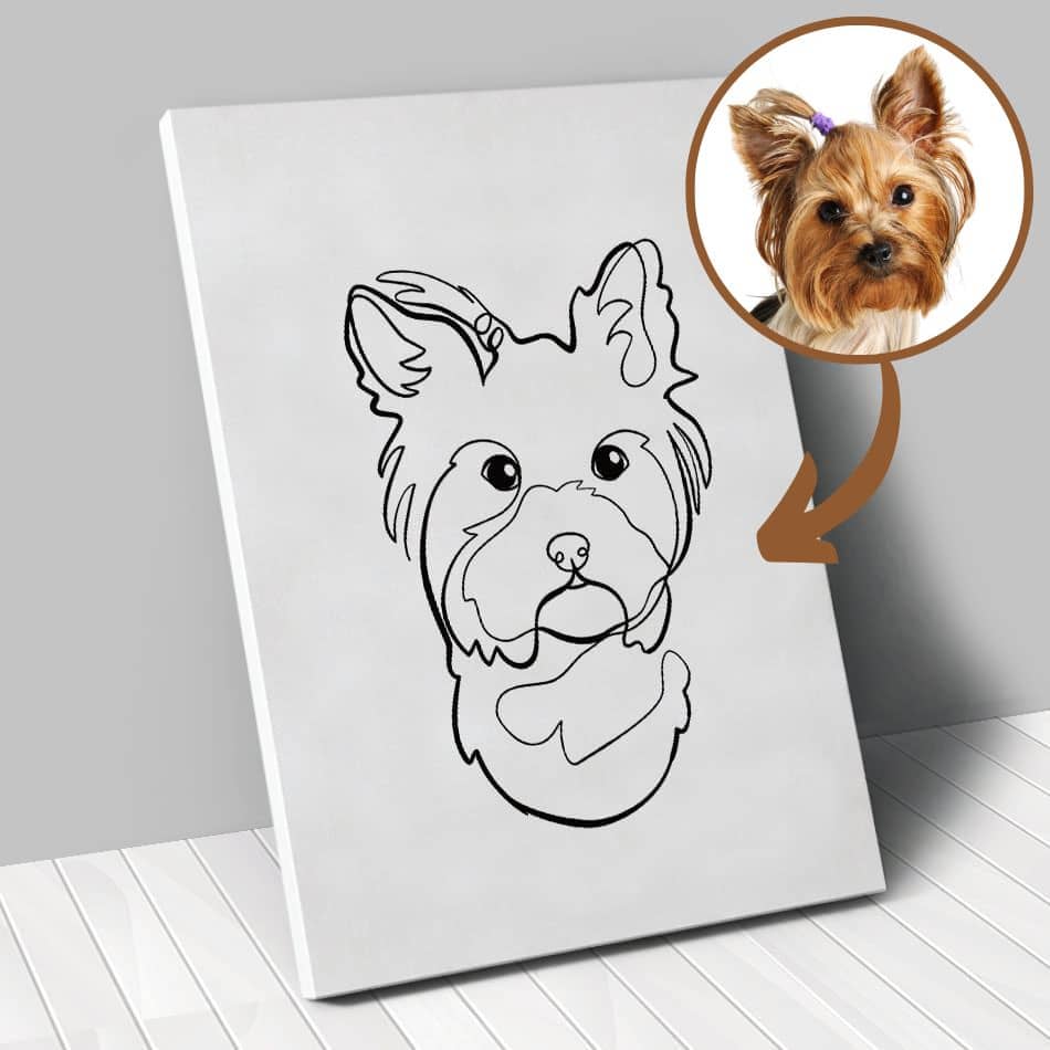 Portrait personnalisé - One Line Art - Animal de compagnie - Chien - Chat - Lapin - Animojo