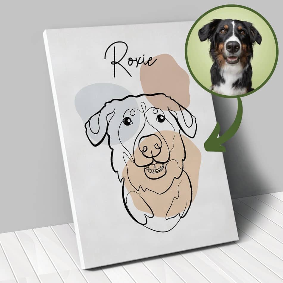 Portrait personnalisé - One Line Art - Animal de compagnie - Chien - Chat - Lapin - Animojo