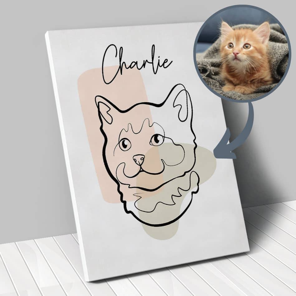 Portrait personnalisé - One Line Art - Animal de compagnie - Chien - Chat - Lapin - Animojo