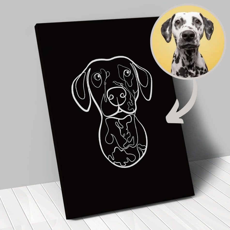 Portrait personnalisé - One Line Art - Animal de compagnie - Chien - Chat - Lapin - Animojo
