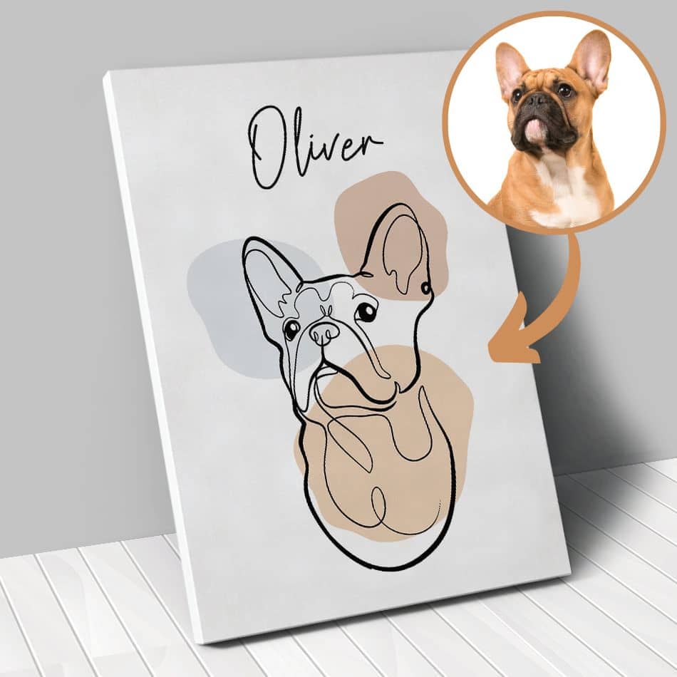 Portrait personnalisé - One Line Art - Animal de compagnie - Chien - Chat - Lapin - Animojo