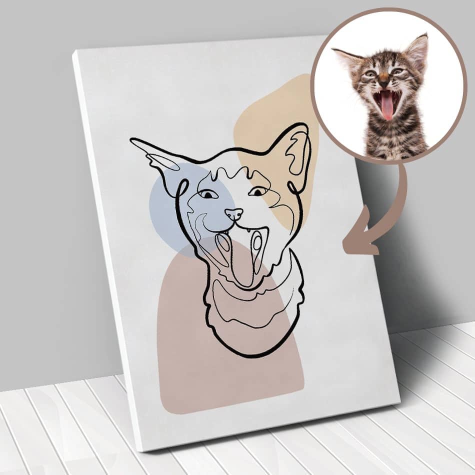 Portrait personnalisé - One Line Art - Animal de compagnie - Chien - Chat - Lapin - Animojo