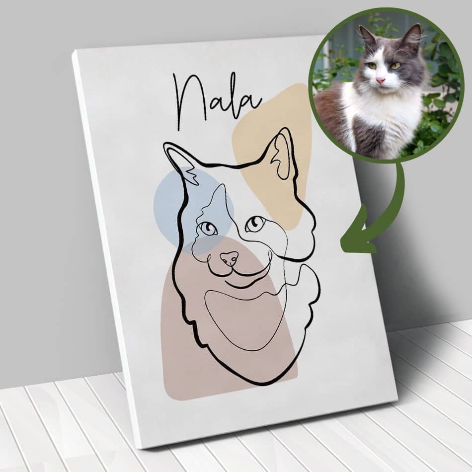 Portrait personnalisé - One Line Art - Animal de compagnie - Chien - Chat - Lapin - Animojo