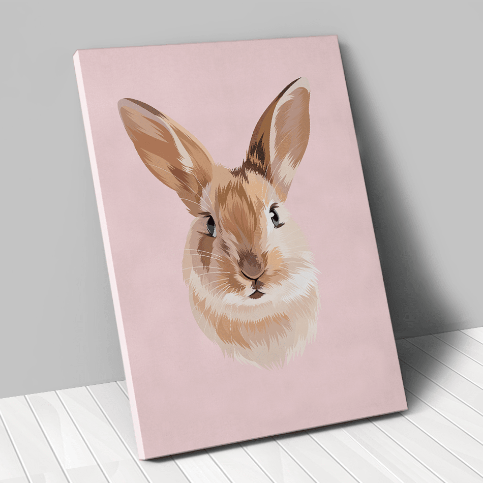 Portrait dessin personnalisé animal cartoon couleur rose - Animojo.fr