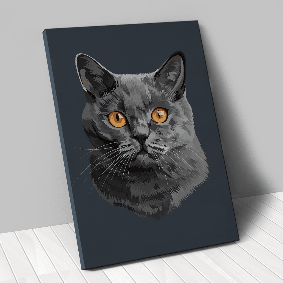 Portrait dessin personnalisé animal cartoon couleur gris foncé - Animojo.fr