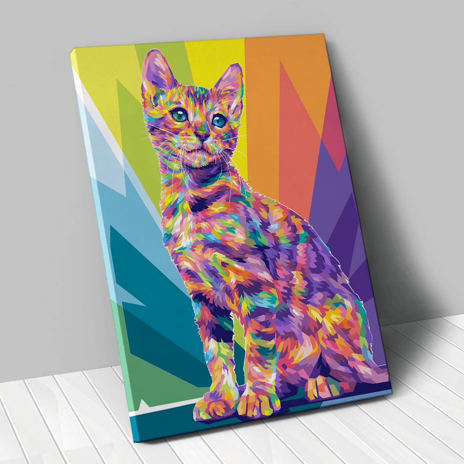 portrait personnalisé animal de compagnie chat pop art couleur - Animojo.fr