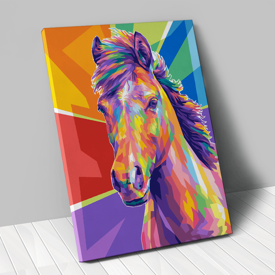 portrait personnalisé animal de compagnie cheval pop art couleur - Animojo.fr