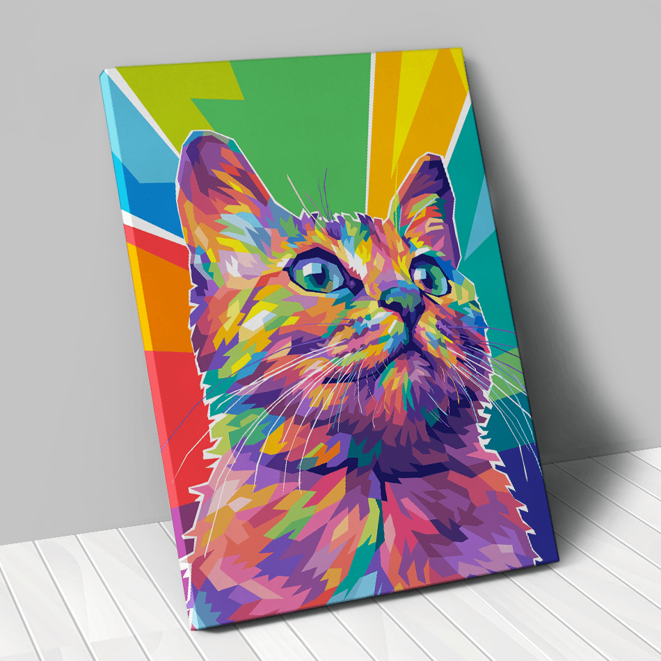 portrait personnalisé animal de compagnie chat pop art couleur - Animojo.fr
