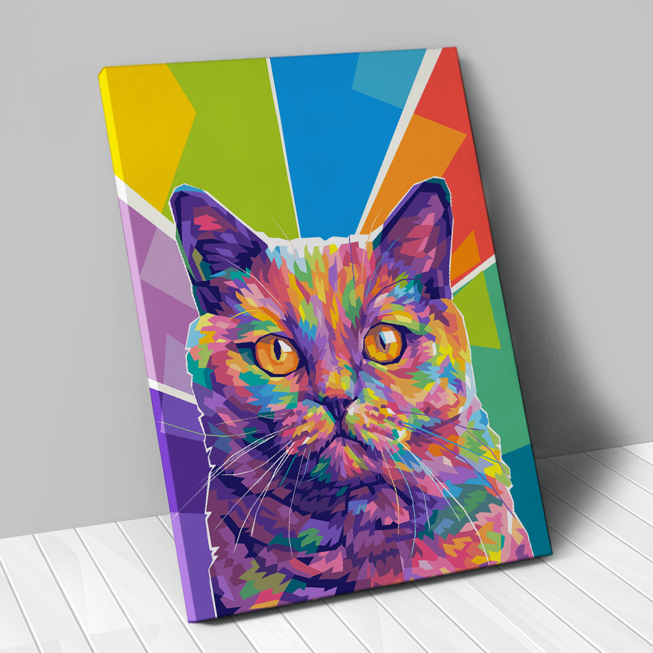 portrait personnalisé animal de compagnie chat pop art couleur - Animojo.fr