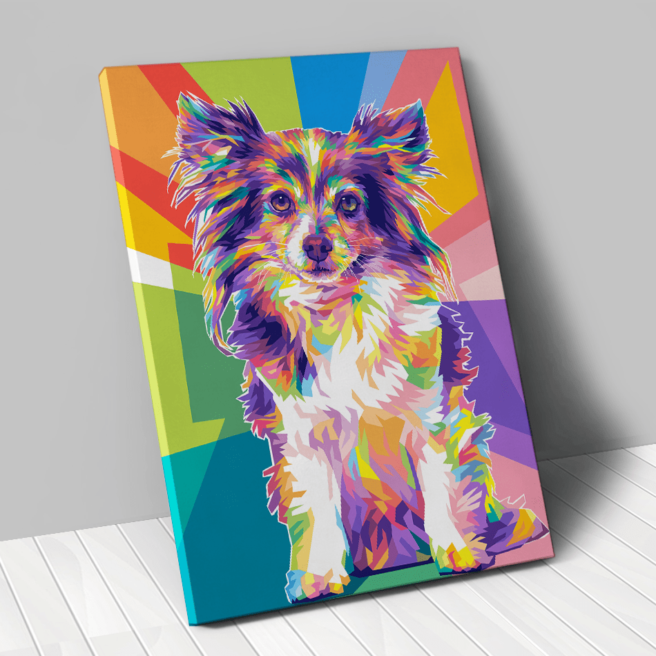 portrait personnalisé animal de compagnie chien pop art couleur - Animojo.fr