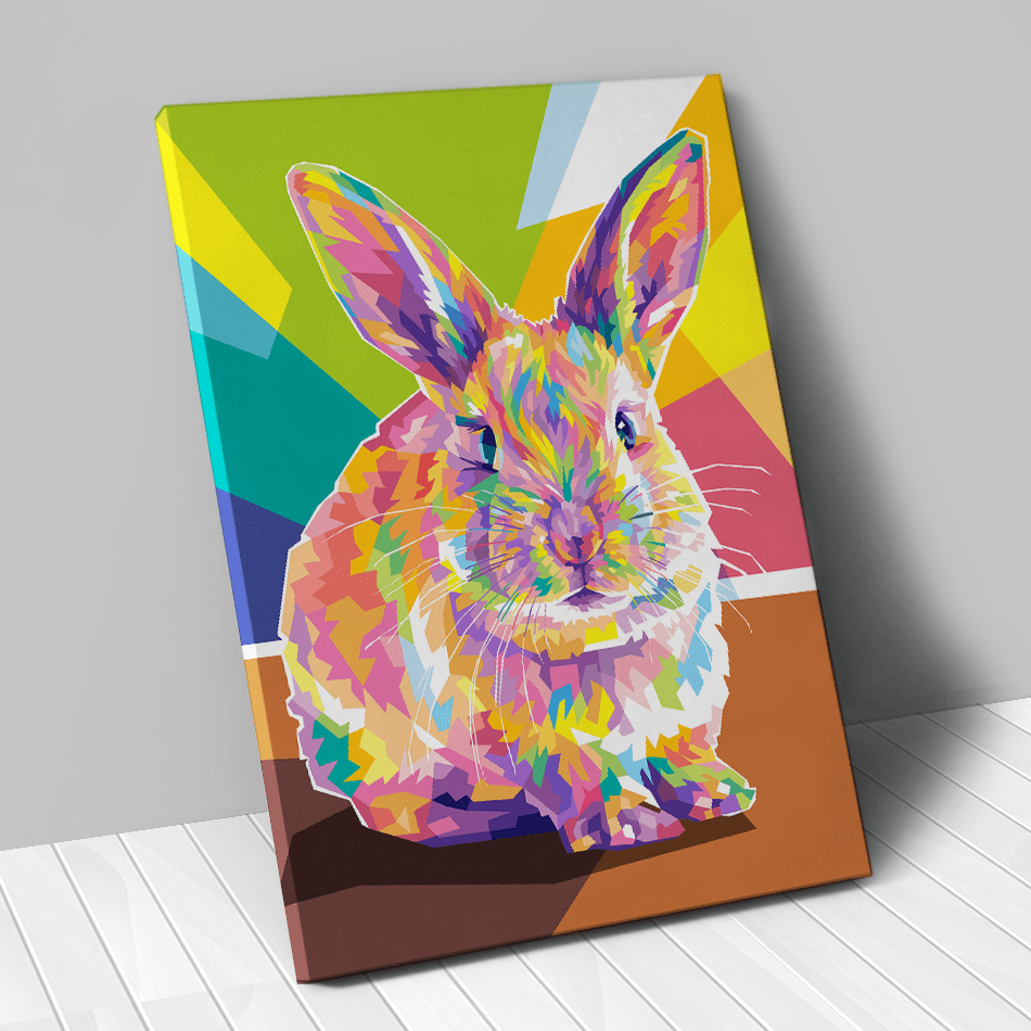 portrait personnalisé animal de compagnie lapin pop art couleur - Animojo.fr